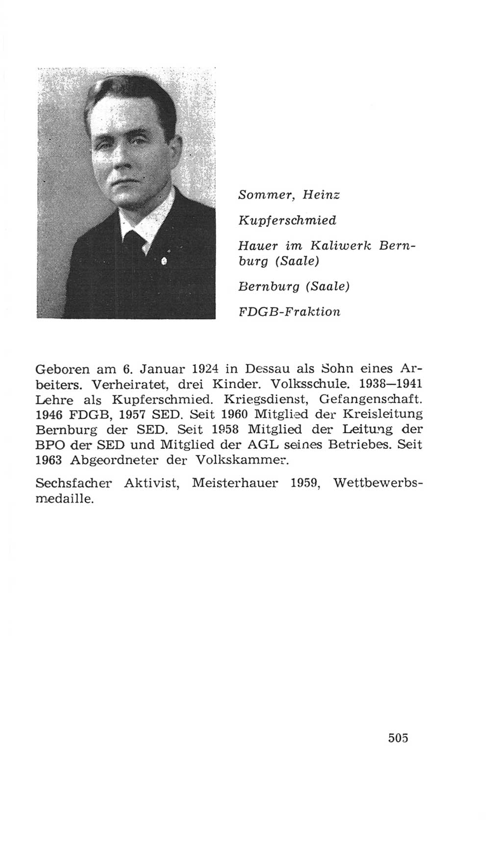 Volkskammer (VK) der Deutschen Demokratischen Republik (DDR), 4. Wahlperiode 1963-1967, Seite 505 (VK. DDR 4. WP. 1963-1967, S. 505)