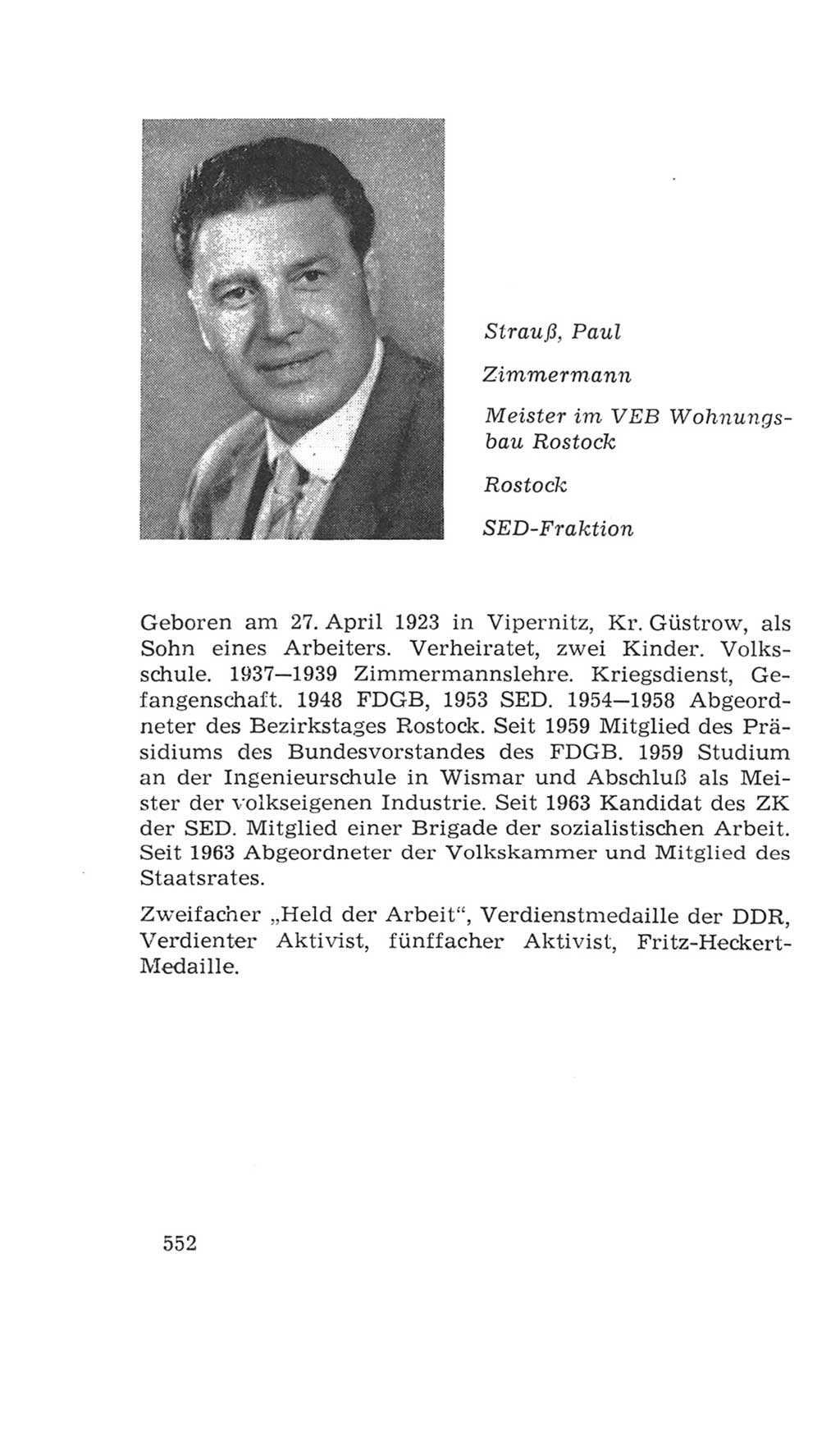 Volkskammer (VK) der Deutschen Demokratischen Republik (DDR), 4. Wahlperiode 1963-1967, Seite 552 (VK. DDR 4. WP. 1963-1967, S. 552)
