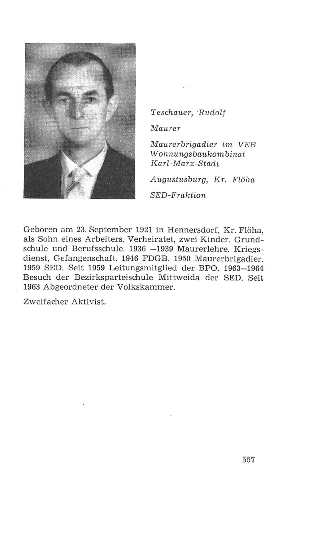 Volkskammer (VK) der Deutschen Demokratischen Republik (DDR), 4. Wahlperiode 1963-1967, Seite 557 (VK. DDR 4. WP. 1963-1967, S. 557)