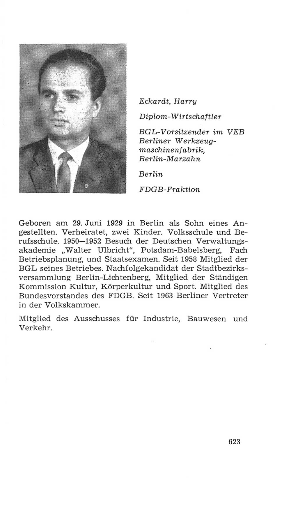 Volkskammer (VK) der Deutschen Demokratischen Republik (DDR), 4. Wahlperiode 1963-1967, Seite 623 (VK. DDR 4. WP. 1963-1967, S. 623)