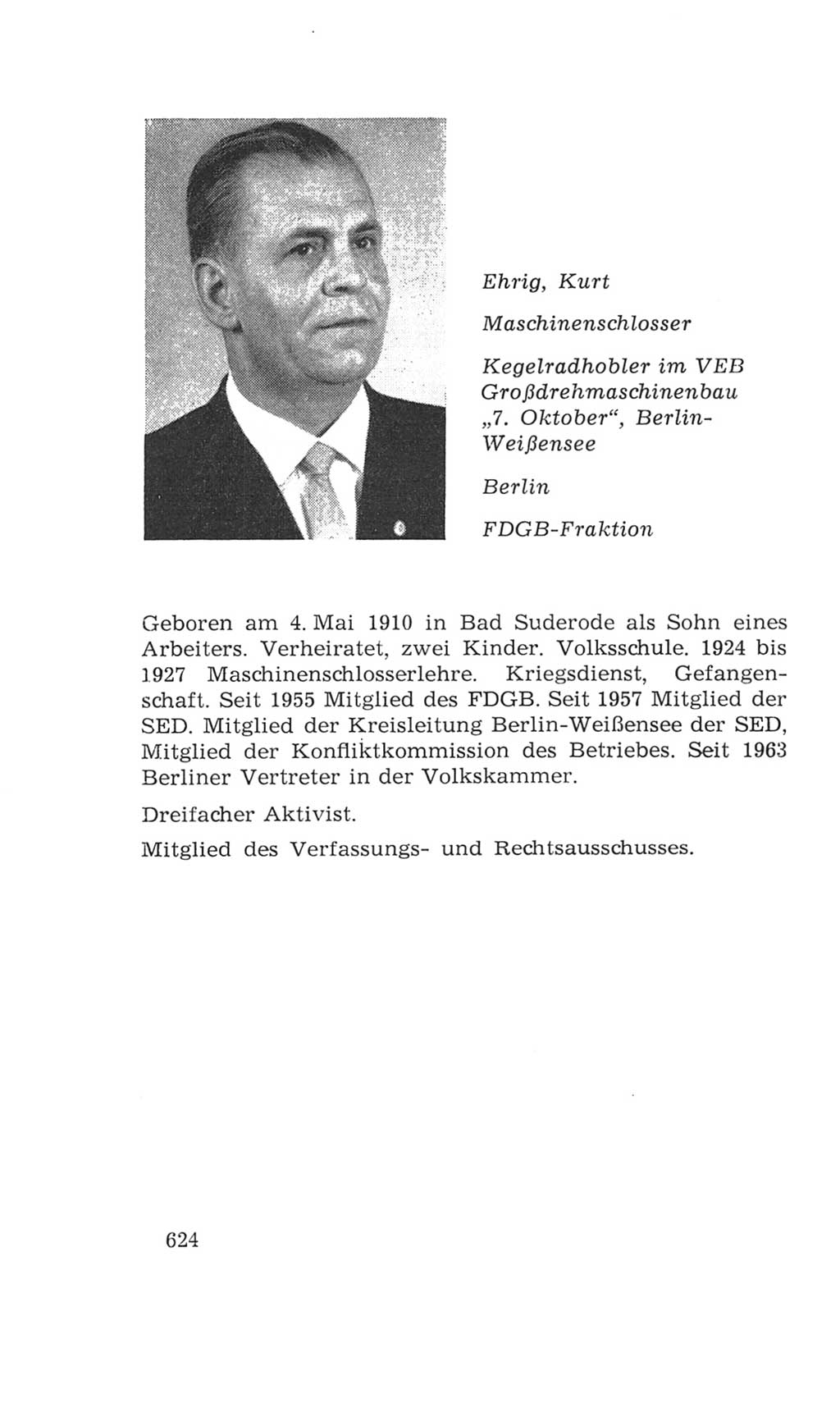 Volkskammer (VK) der Deutschen Demokratischen Republik (DDR), 4. Wahlperiode 1963-1967, Seite 624 (VK. DDR 4. WP. 1963-1967, S. 624)