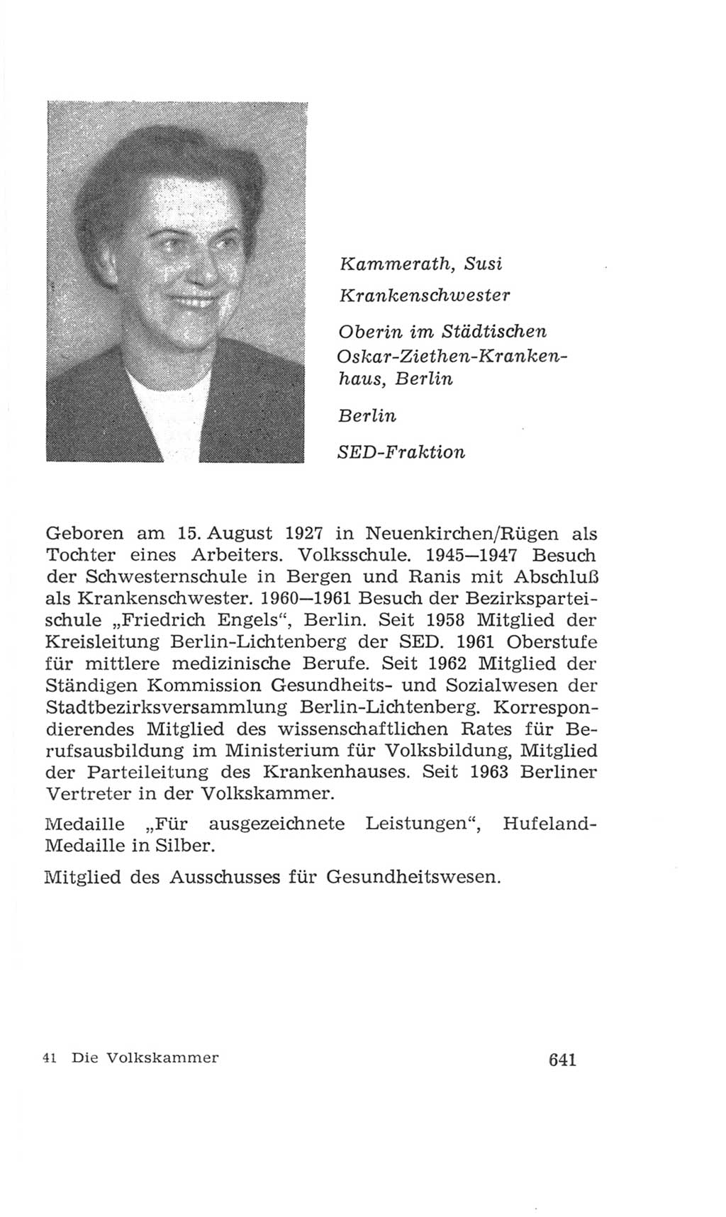 Volkskammer (VK) der Deutschen Demokratischen Republik (DDR), 4. Wahlperiode 1963-1967, Seite 641 (VK. DDR 4. WP. 1963-1967, S. 641)