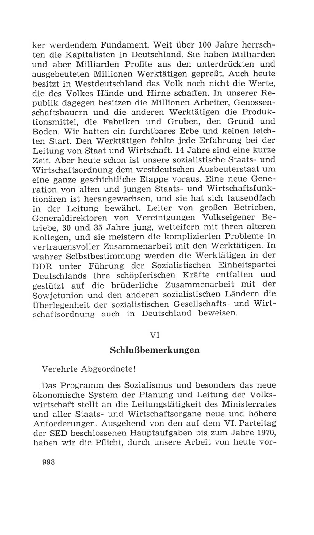 Volkskammer (VK) der Deutschen Demokratischen Republik (DDR), 4. Wahlperiode 1963-1967, Seite 998 (VK. DDR 4. WP. 1963-1967, S. 998)