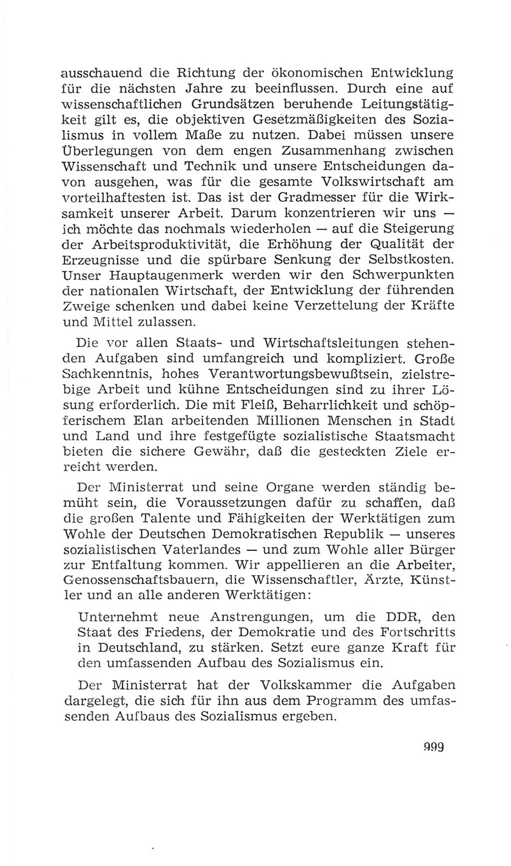 Volkskammer (VK) der Deutschen Demokratischen Republik (DDR), 4. Wahlperiode 1963-1967, Seite 999 (VK. DDR 4. WP. 1963-1967, S. 999)