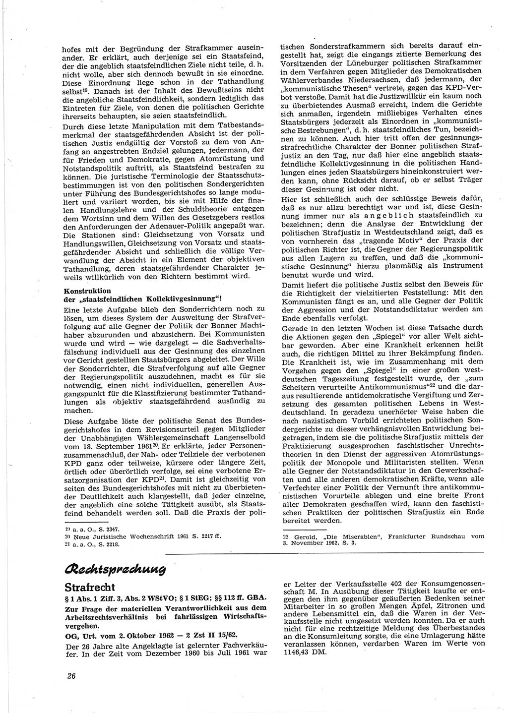 Neue Justiz (NJ), Zeitschrift für Recht und Rechtswissenschaft [Deutsche Demokratische Republik (DDR)], 17. Jahrgang 1963, Seite 26 (NJ DDR 1963, S. 26)