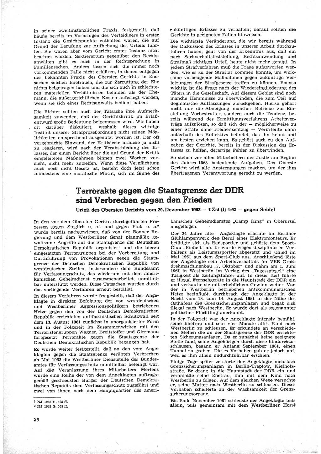 Neue Justiz (NJ), Zeitschrift für Recht und Rechtswissenschaft [Deutsche Demokratische Republik (DDR)], 17. Jahrgang 1963, Seite 36 (NJ DDR 1963, S. 36)
