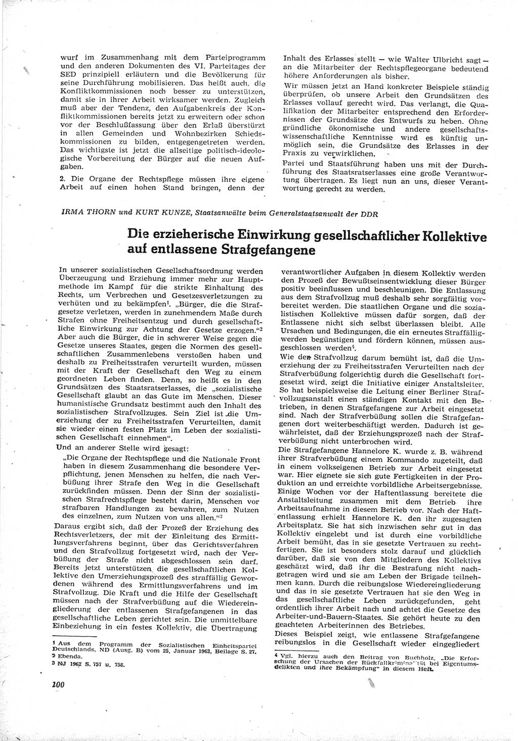 Neue Justiz (NJ), Zeitschrift für Recht und Rechtswissenschaft [Deutsche Demokratische Republik (DDR)], 17. Jahrgang 1963, Seite 100 (NJ DDR 1963, S. 100)