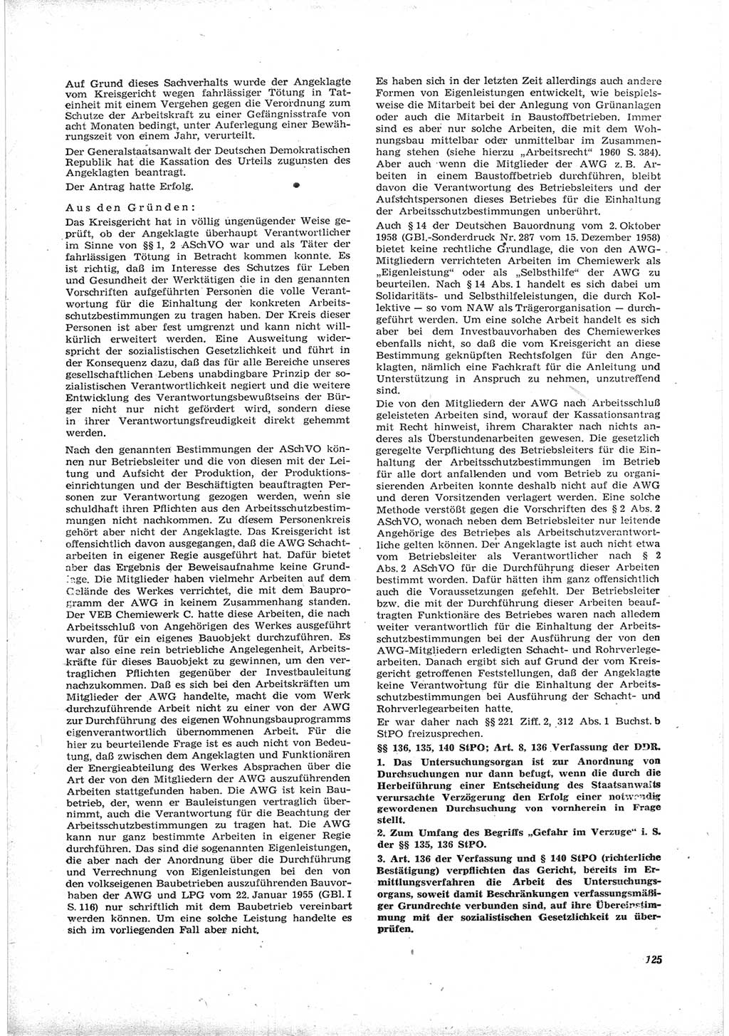 Neue Justiz (NJ), Zeitschrift für Recht und Rechtswissenschaft [Deutsche Demokratische Republik (DDR)], 17. Jahrgang 1963, Seite 125 (NJ DDR 1963, S. 125)