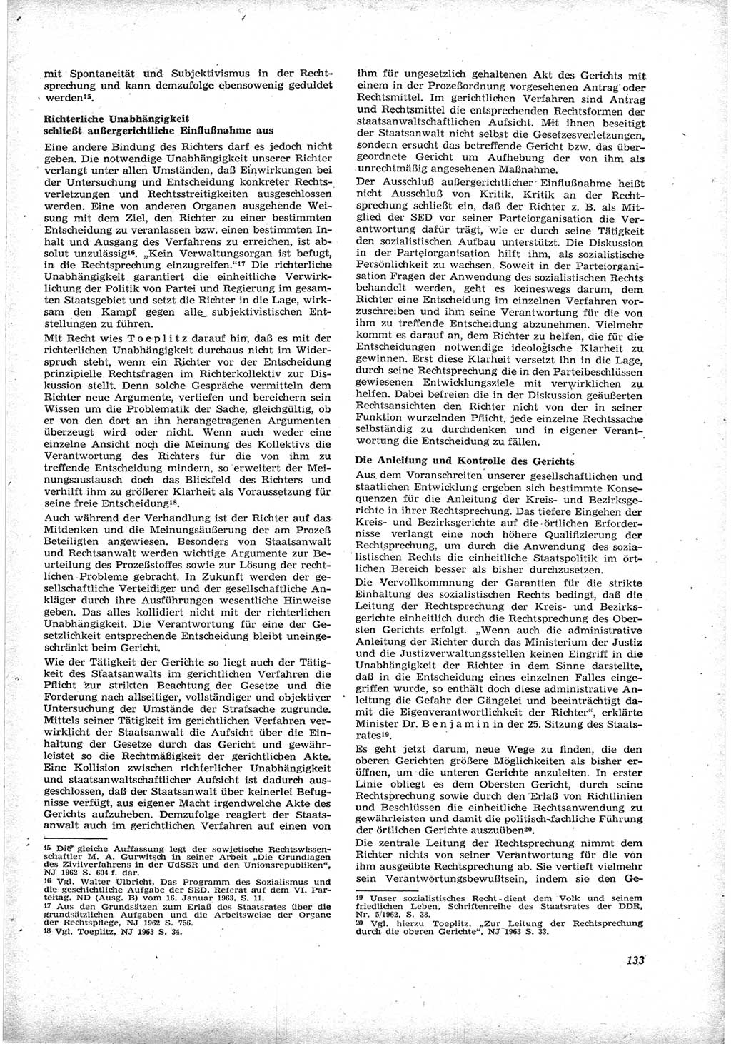 Neue Justiz (NJ), Zeitschrift für Recht und Rechtswissenschaft [Deutsche Demokratische Republik (DDR)], 17. Jahrgang 1963, Seite 133 (NJ DDR 1963, S. 133)