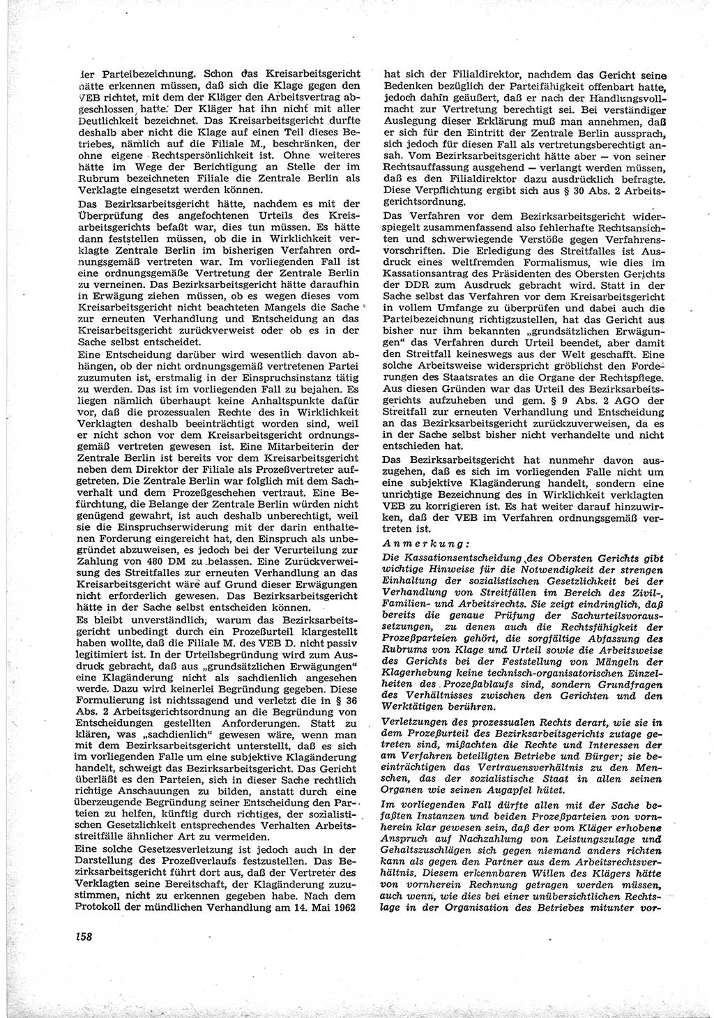 Neue Justiz (NJ), Zeitschrift für Recht und Rechtswissenschaft [Deutsche Demokratische Republik (DDR)], 17. Jahrgang 1963, Seite 158 (NJ DDR 1963, S. 158)