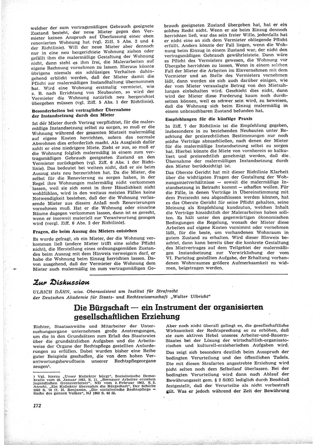 Neue Justiz (NJ), Zeitschrift für Recht und Rechtswissenschaft [Deutsche Demokratische Republik (DDR)], 17. Jahrgang 1963, Seite 172 (NJ DDR 1963, S. 172)