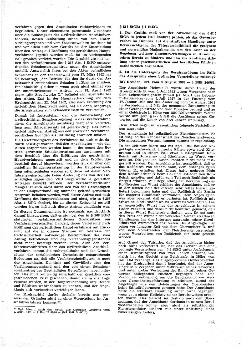 Neue Justiz (NJ), Zeitschrift für Recht und Rechtswissenschaft [Deutsche Demokratische Republik (DDR)], 17. Jahrgang 1963, Seite 253 (NJ DDR 1963, S. 253)