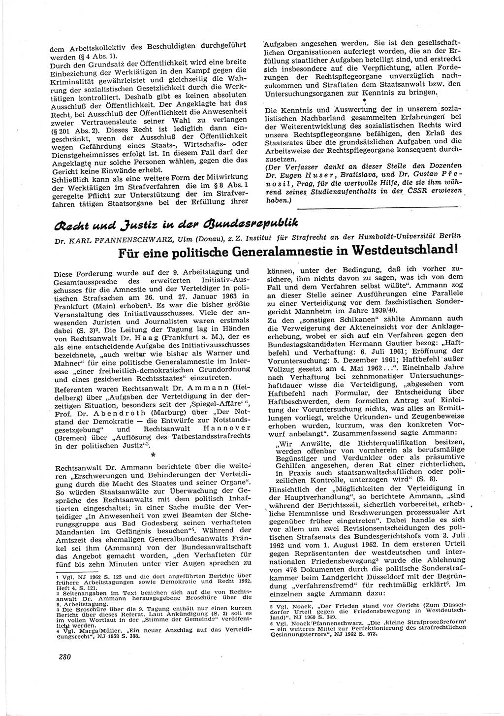 Neue Justiz (NJ), Zeitschrift für Recht und Rechtswissenschaft [Deutsche Demokratische Republik (DDR)], 17. Jahrgang 1963, Seite 280 (NJ DDR 1963, S. 280)