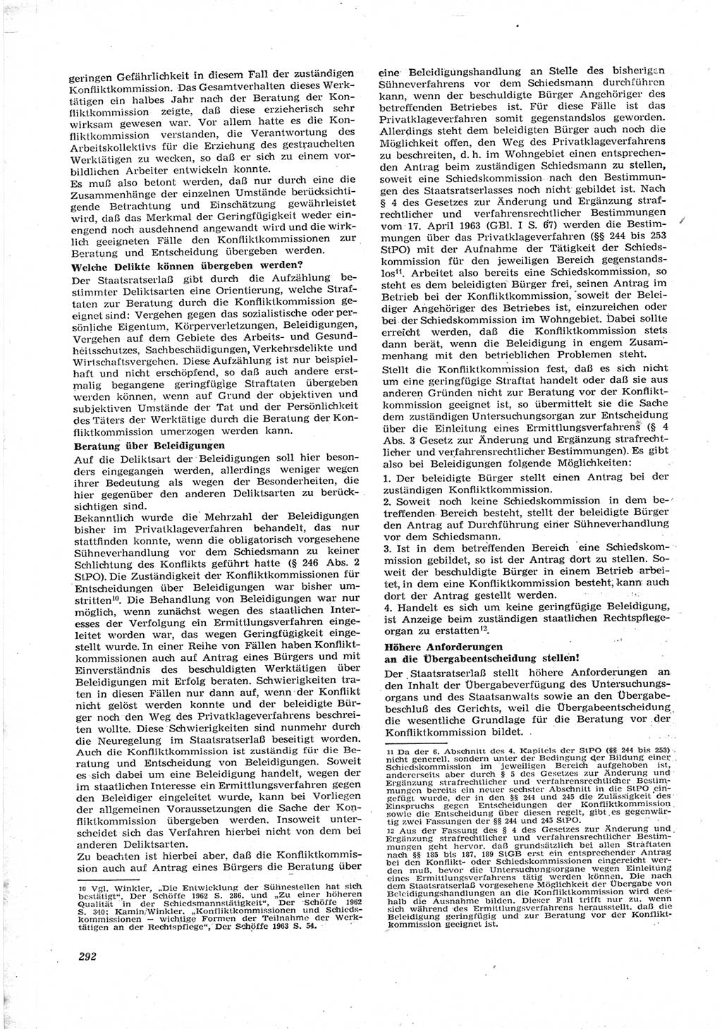 Neue Justiz (NJ), Zeitschrift für Recht und Rechtswissenschaft [Deutsche Demokratische Republik (DDR)], 17. Jahrgang 1963, Seite 292 (NJ DDR 1963, S. 292)