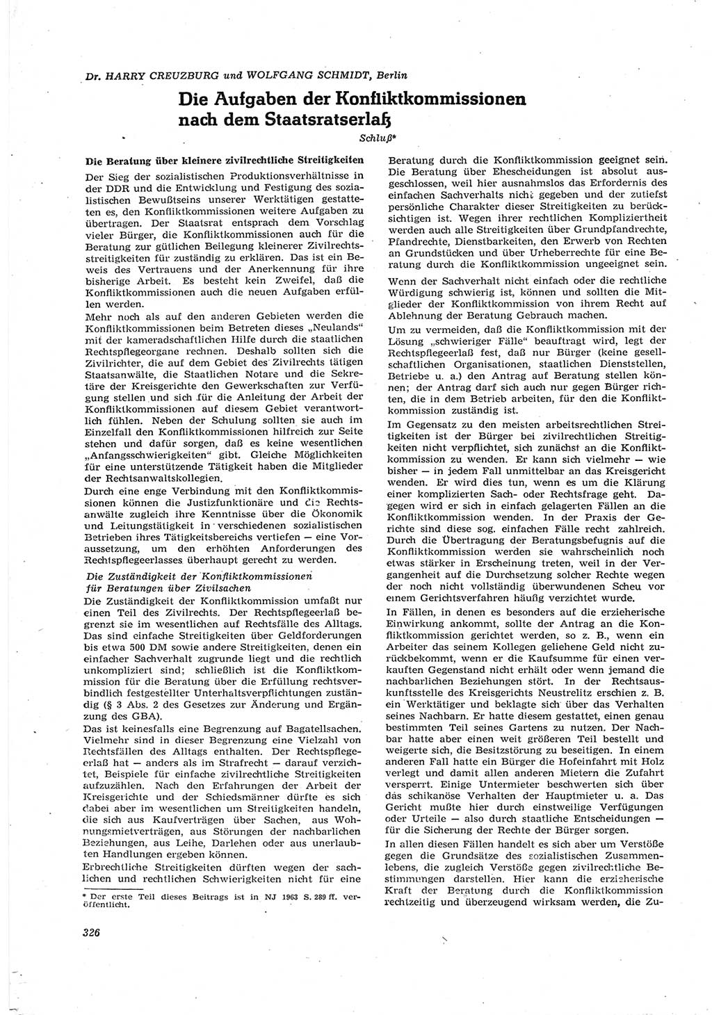 Neue Justiz (NJ), Zeitschrift für Recht und Rechtswissenschaft [Deutsche Demokratische Republik (DDR)], 17. Jahrgang 1963, Seite 326 (NJ DDR 1963, S. 326)