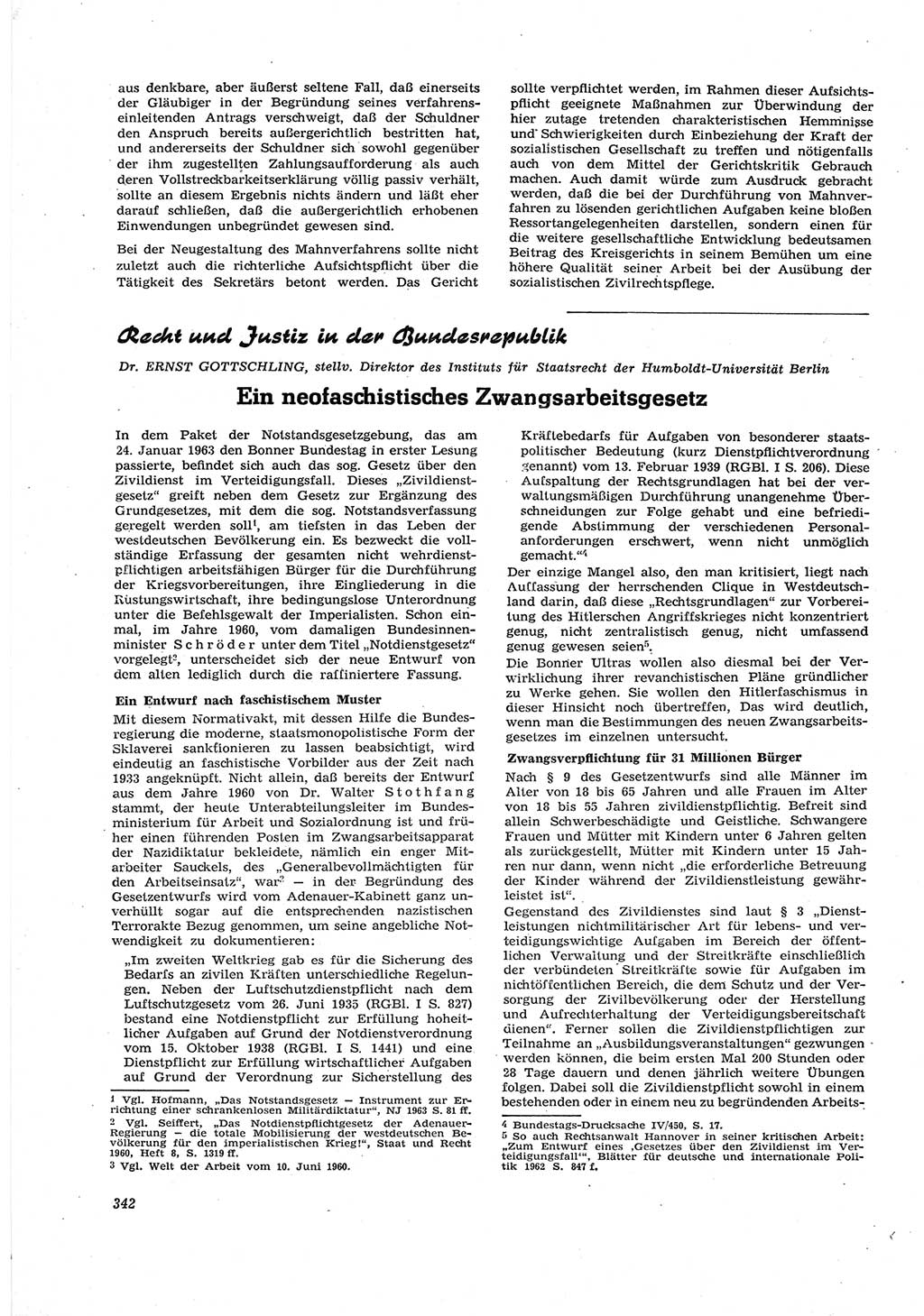 Neue Justiz (NJ), Zeitschrift für Recht und Rechtswissenschaft [Deutsche Demokratische Republik (DDR)], 17. Jahrgang 1963, Seite 342 (NJ DDR 1963, S. 342)