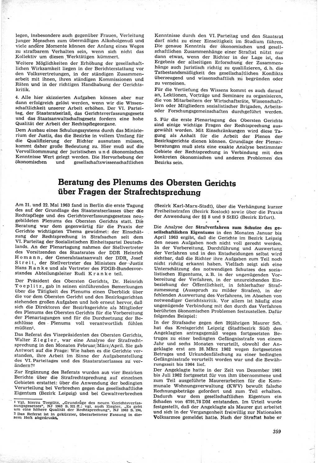 Neue Justiz (NJ), Zeitschrift für Recht und Rechtswissenschaft [Deutsche Demokratische Republik (DDR)], 17. Jahrgang 1963, Seite 359 (NJ DDR 1963, S. 359)