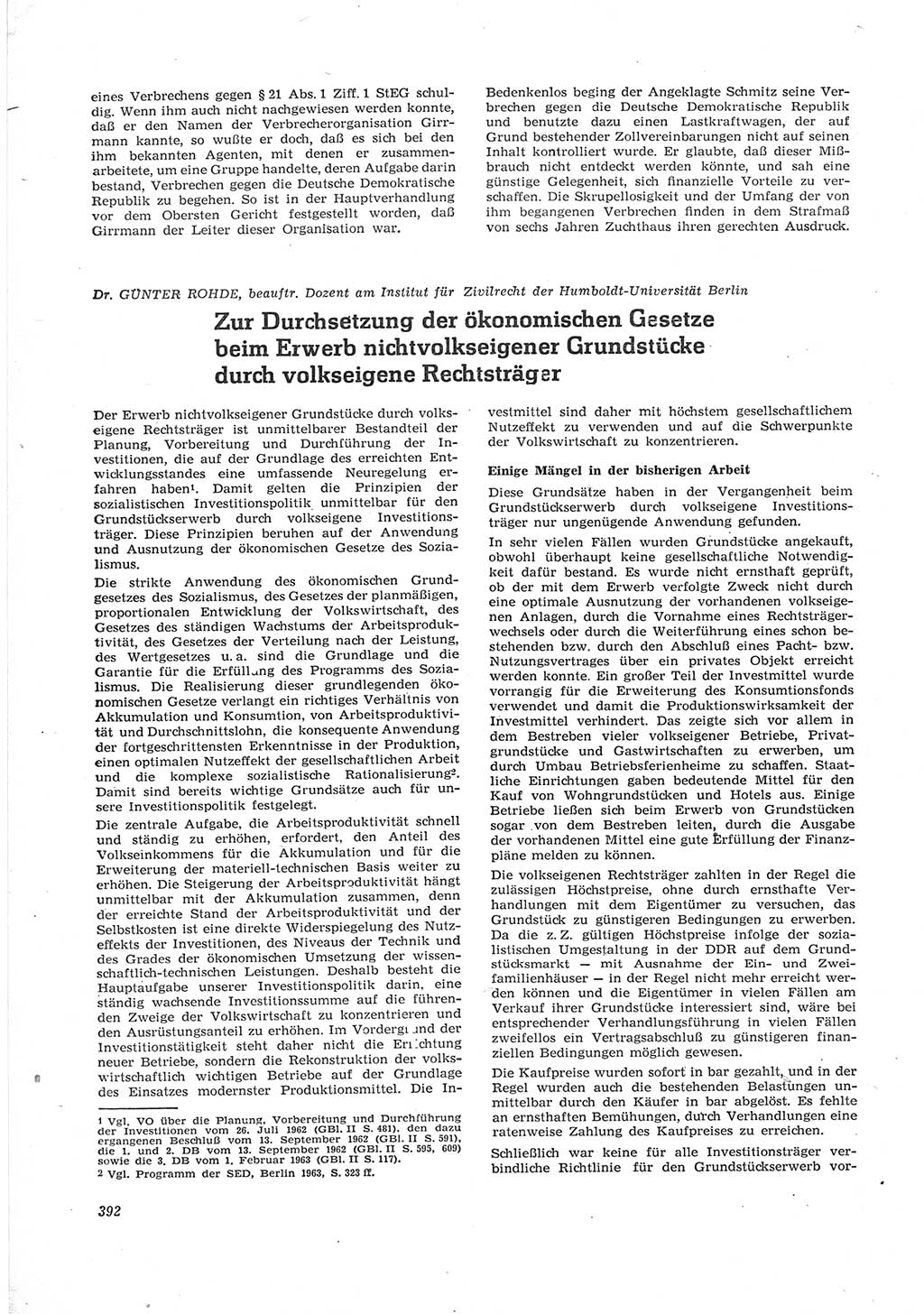 Neue Justiz (NJ), Zeitschrift für Recht und Rechtswissenschaft [Deutsche Demokratische Republik (DDR)], 17. Jahrgang 1963, Seite 392 (NJ DDR 1963, S. 392)