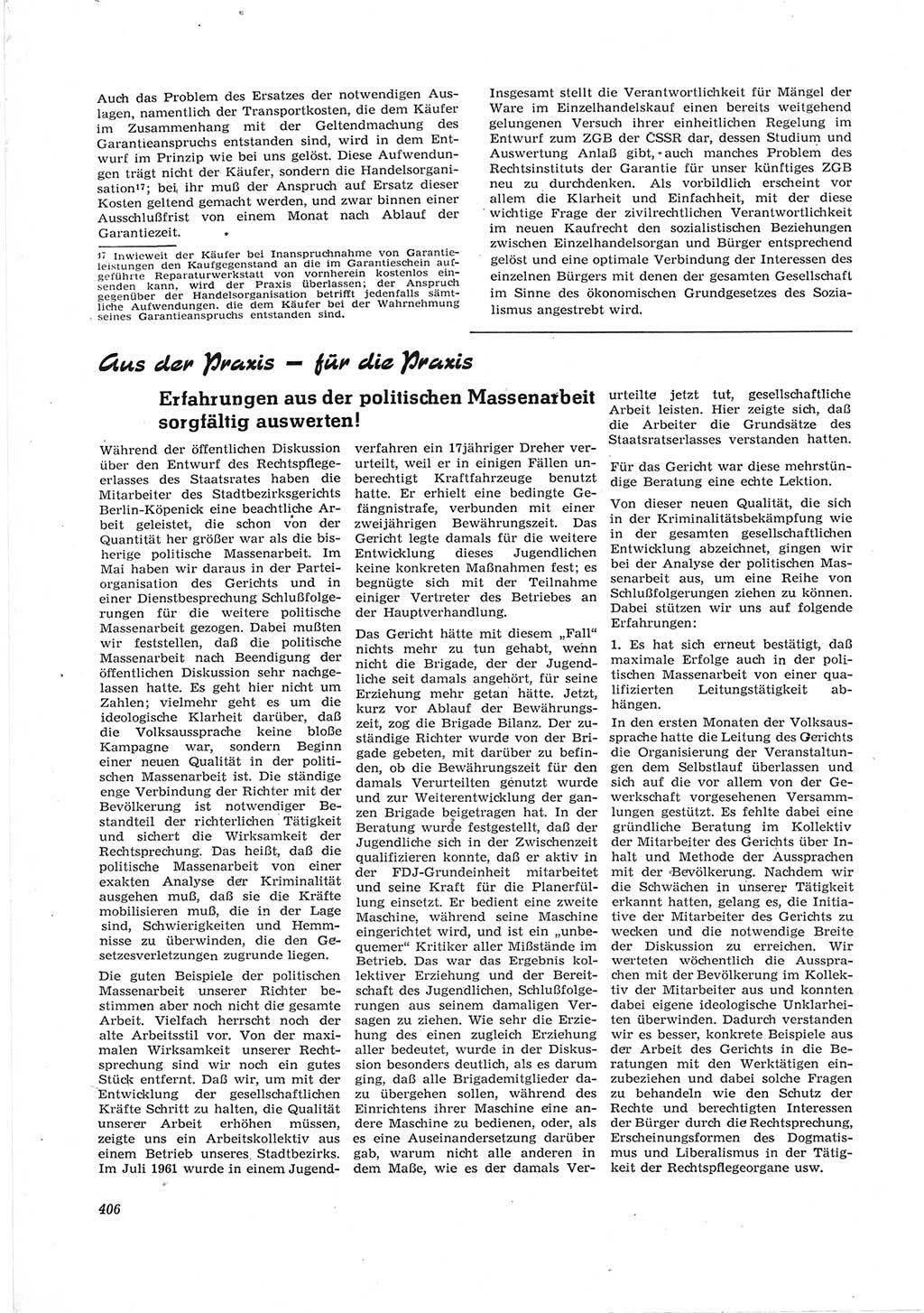 Neue Justiz (NJ), Zeitschrift für Recht und Rechtswissenschaft [Deutsche Demokratische Republik (DDR)], 17. Jahrgang 1963, Seite 406 (NJ DDR 1963, S. 406)