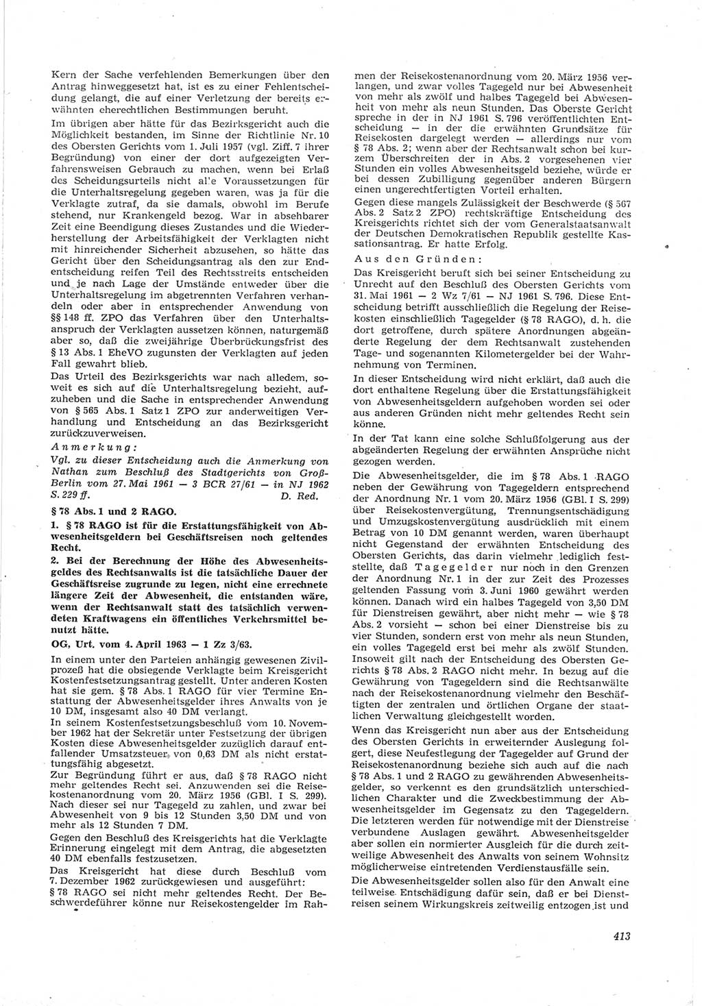 Neue Justiz (NJ), Zeitschrift für Recht und Rechtswissenschaft [Deutsche Demokratische Republik (DDR)], 17. Jahrgang 1963, Seite 413 (NJ DDR 1963, S. 413)