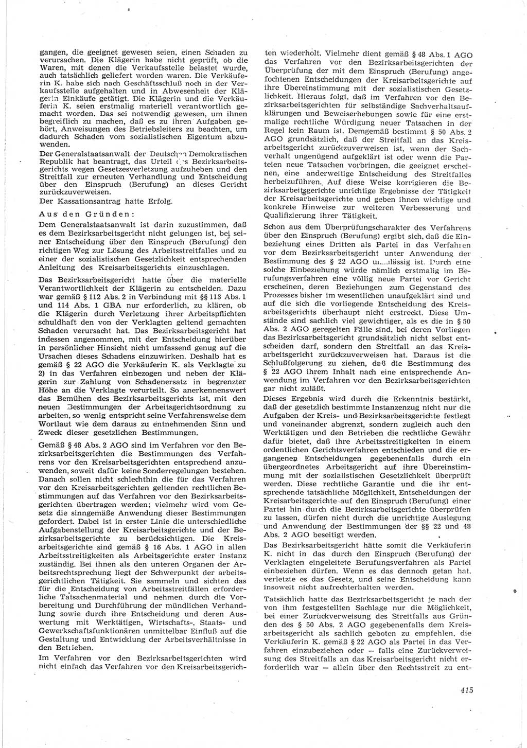 Neue Justiz (NJ), Zeitschrift für Recht und Rechtswissenschaft [Deutsche Demokratische Republik (DDR)], 17. Jahrgang 1963, Seite 415 (NJ DDR 1963, S. 415)