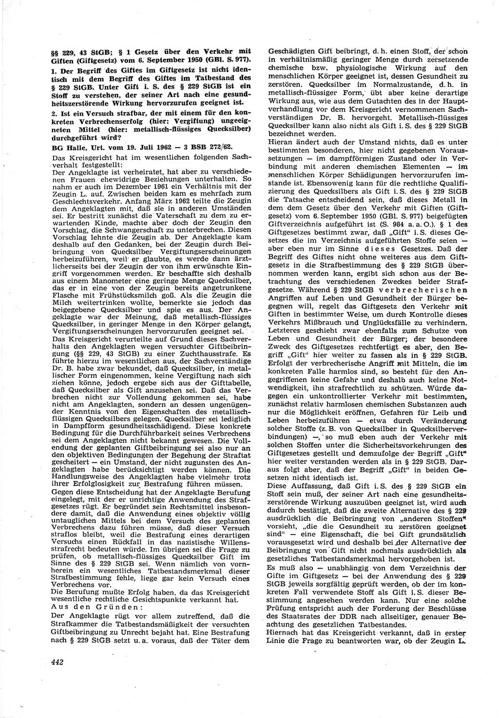 Neue Justiz (NJ), Zeitschrift für Recht und Rechtswissenschaft [Deutsche Demokratische Republik (DDR)], 17. Jahrgang 1963, Seite 442 (NJ DDR 1963, S. 442)