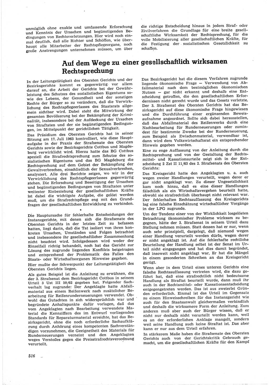 Neue Justiz (NJ), Zeitschrift für Recht und Rechtswissenschaft [Deutsche Demokratische Republik (DDR)], 17. Jahrgang 1963, Seite 516 (NJ DDR 1963, S. 516)