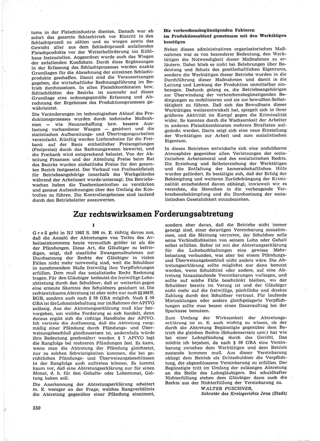 Neue Justiz (NJ), Zeitschrift für Recht und Rechtswissenschaft [Deutsche Demokratische Republik (DDR)], 17. Jahrgang 1963, Seite 550 (NJ DDR 1963, S. 550)