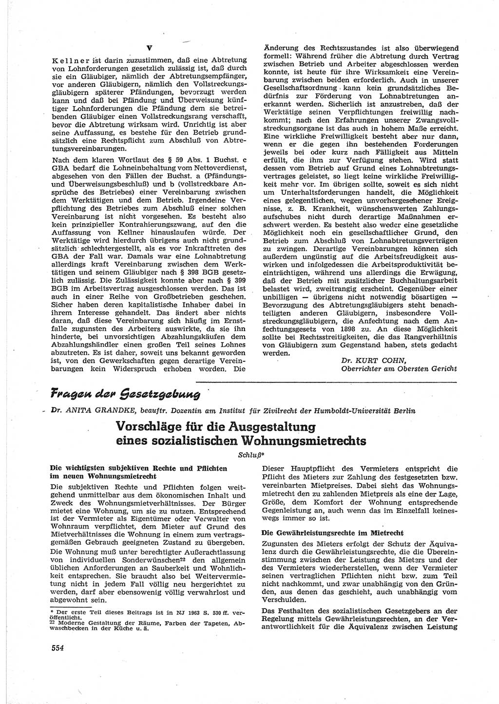 Neue Justiz (NJ), Zeitschrift für Recht und Rechtswissenschaft [Deutsche Demokratische Republik (DDR)], 17. Jahrgang 1963, Seite 554 (NJ DDR 1963, S. 554)