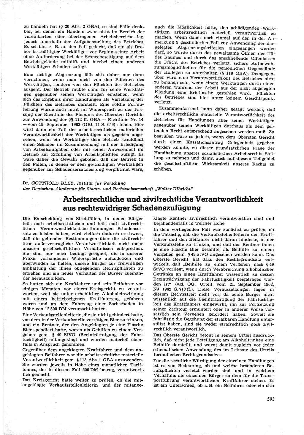 Neue Justiz (NJ), Zeitschrift für Recht und Rechtswissenschaft [Deutsche Demokratische Republik (DDR)], 17. Jahrgang 1963, Seite 593 (NJ DDR 1963, S. 593)