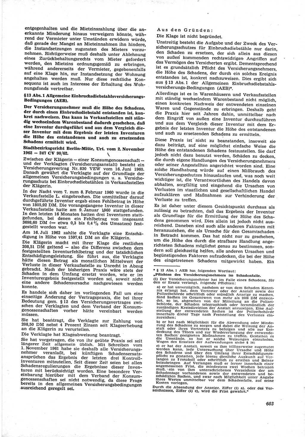 Neue Justiz (NJ), Zeitschrift für Recht und Rechtswissenschaft [Deutsche Demokratische Republik (DDR)], 17. Jahrgang 1963, Seite 603 (NJ DDR 1963, S. 603)