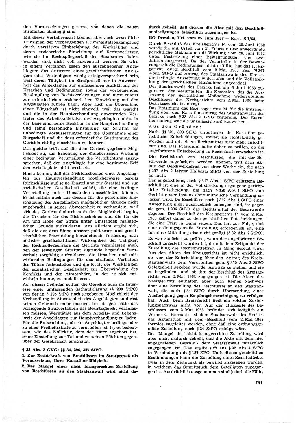 Neue Justiz (NJ), Zeitschrift für Recht und Rechtswissenschaft [Deutsche Demokratische Republik (DDR)], 17. Jahrgang 1963, Seite 761 (NJ DDR 1963, S. 761)