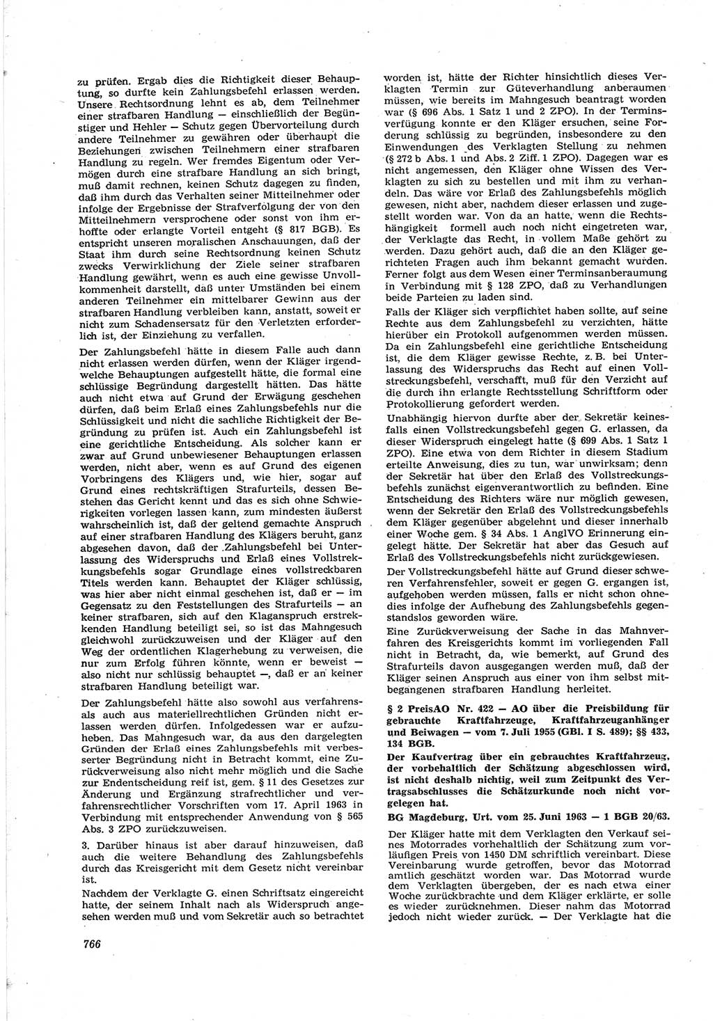 Neue Justiz (NJ), Zeitschrift für Recht und Rechtswissenschaft [Deutsche Demokratische Republik (DDR)], 17. Jahrgang 1963, Seite 766 (NJ DDR 1963, S. 766)