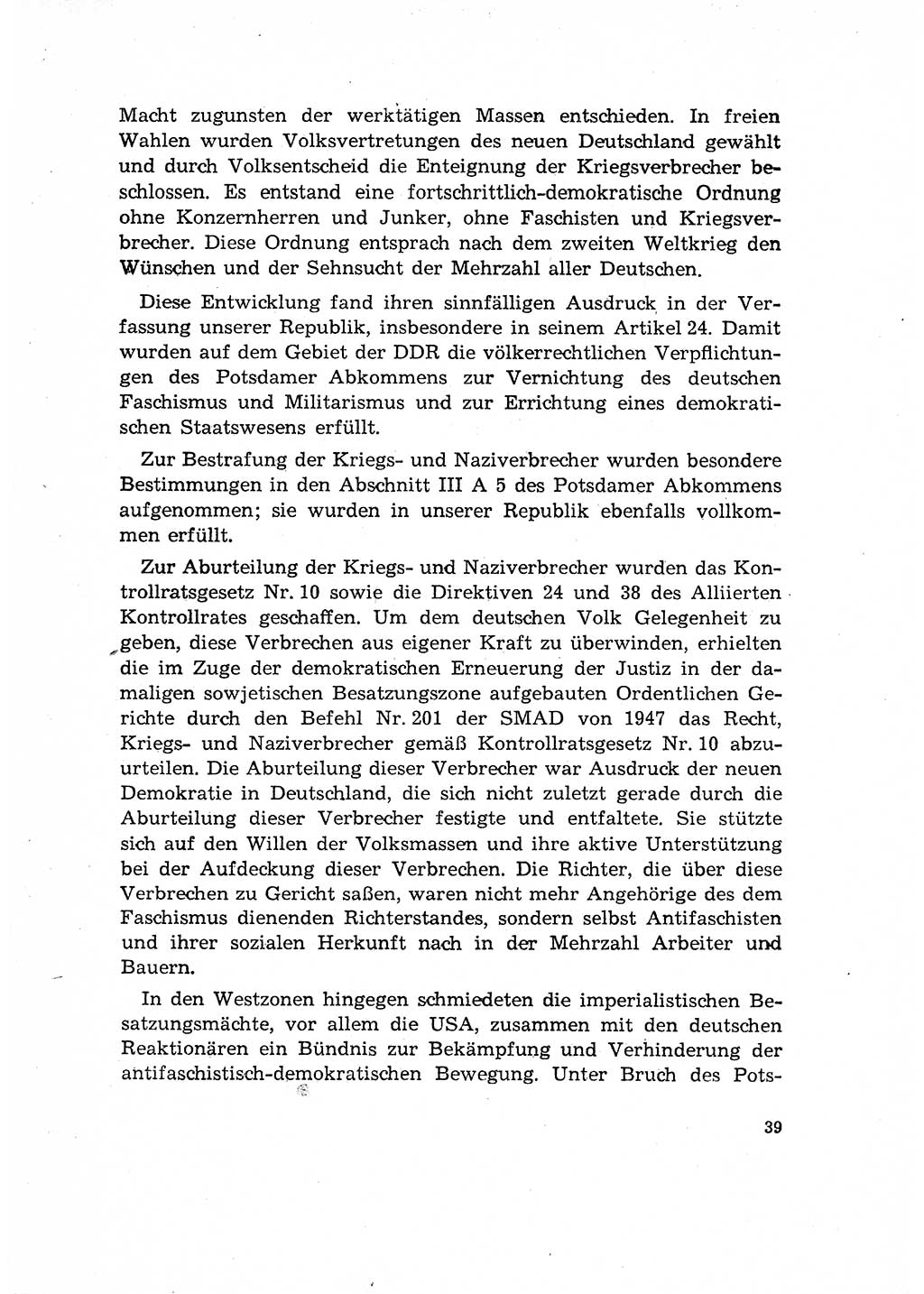 Bestrafung der Nazi- und Kriegsverbrecher [Deutsche Demokratische Republik (DDR)] 1964, Seite 39 (Bestr. Nazi-Kr.-Verbr. DDR 1964, S. 39)