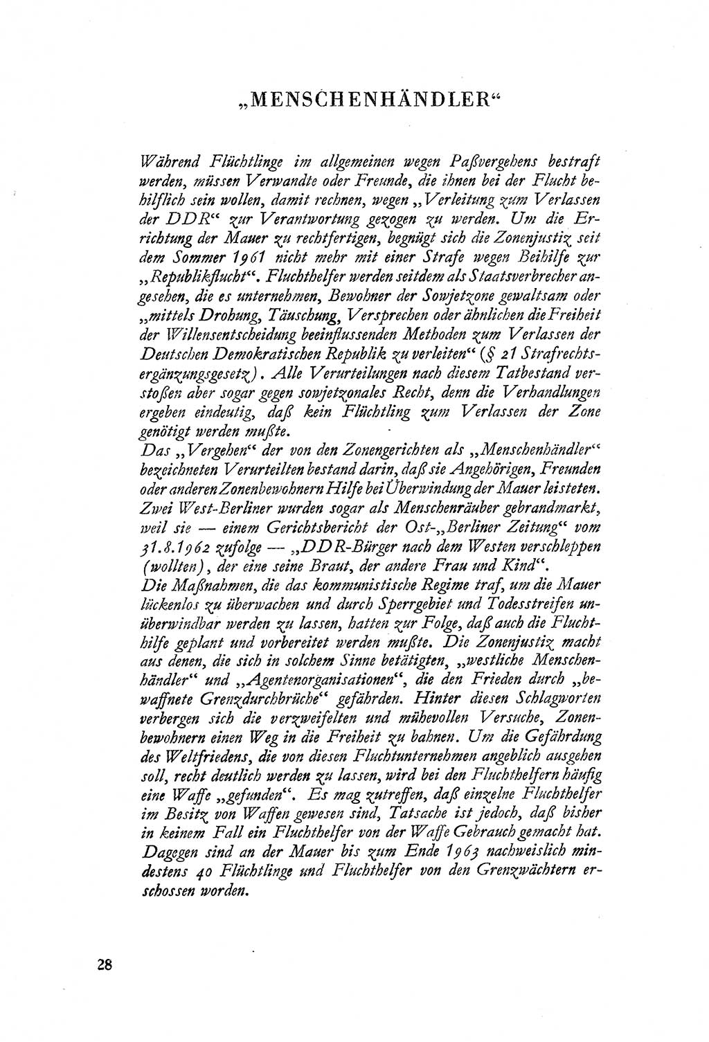 Dokumente des Unrechts, das SED-Regime [Deutsche Demokratische Republik (DDR)] in der Praxis, Bundesministerium für gesamtdeutsche Fragen (BMG) [Bundesrepublik Deutschland (BRD)] 1964, Seite 28 (Dok. UnR. SED-Reg. DDR BMG BRD 1964, S. 28)