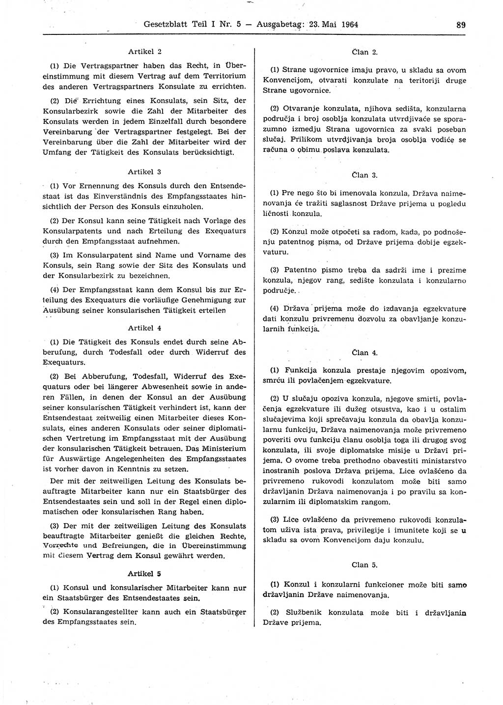 Gesetzblatt (GBl.) der Deutschen Demokratischen Republik (DDR) Teil Ⅰ 1964, Seite 89 (GBl. DDR Ⅰ 1964, S. 89)