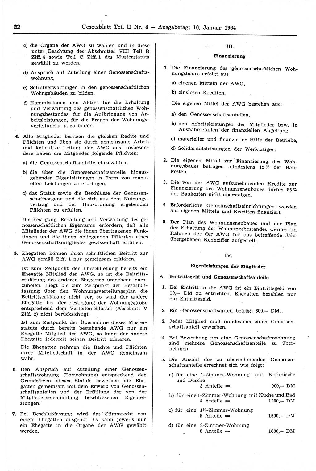 Gesetzblatt (GBl.) der Deutschen Demokratischen Republik (DDR) Teil ⅠⅠ 1964, Seite 22 (GBl. DDR ⅠⅠ 1964, S. 22)