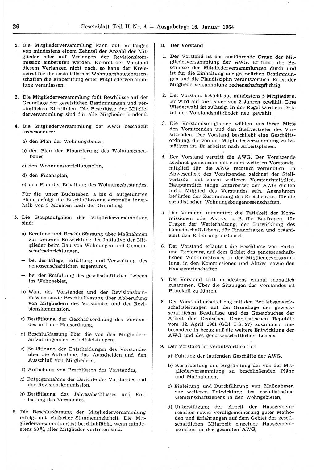 Gesetzblatt (GBl.) der Deutschen Demokratischen Republik (DDR) Teil ⅠⅠ 1964, Seite 26 (GBl. DDR ⅠⅠ 1964, S. 26)