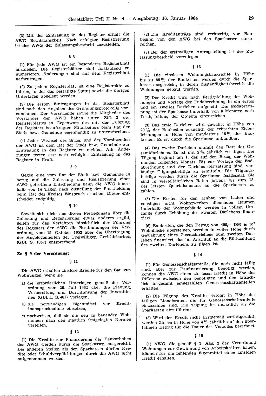 Gesetzblatt (GBl.) der Deutschen Demokratischen Republik (DDR) Teil ⅠⅠ 1964, Seite 29 (GBl. DDR ⅠⅠ 1964, S. 29)