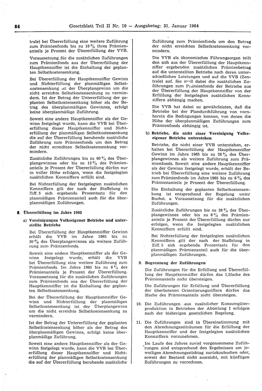 Gesetzblatt (GBl.) der Deutschen Demokratischen Republik (DDR) Teil ⅠⅠ 1964, Seite 84 (GBl. DDR ⅠⅠ 1964, S. 84)