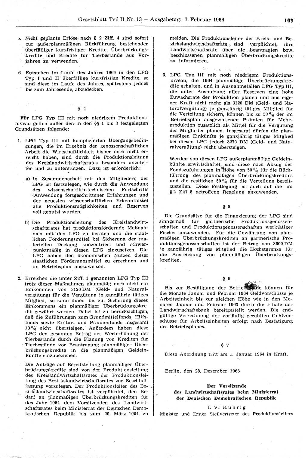 Gesetzblatt (GBl.) der Deutschen Demokratischen Republik (DDR) Teil ⅠⅠ 1964, Seite 109 (GBl. DDR ⅠⅠ 1964, S. 109)