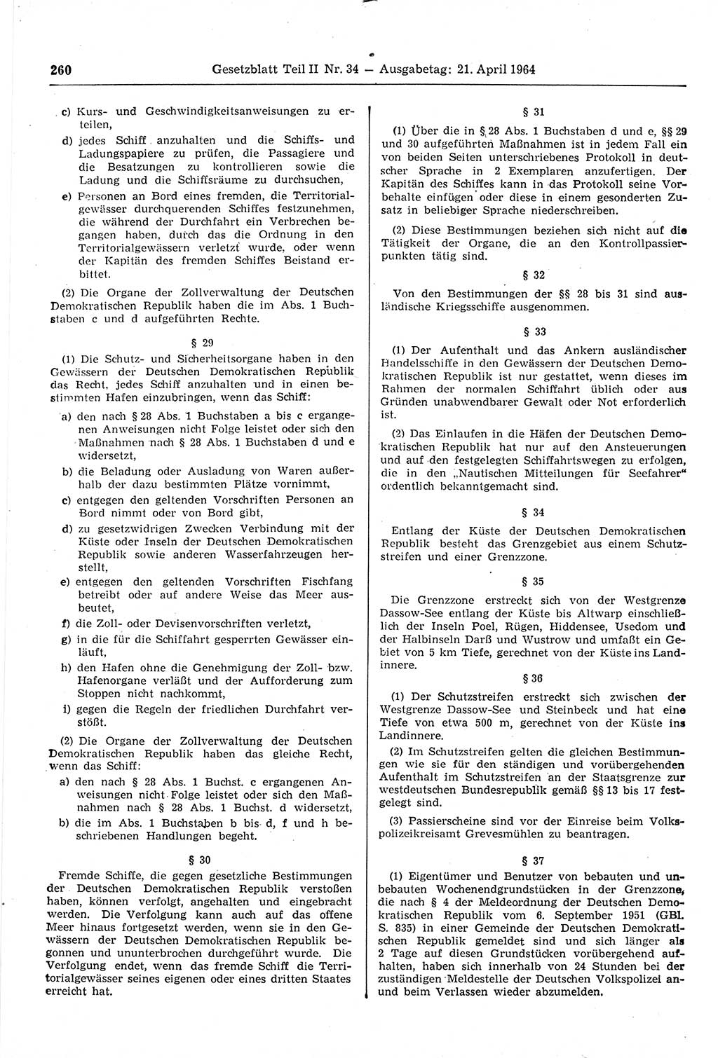 Gesetzblatt (GBl.) der Deutschen Demokratischen Republik (DDR) Teil ⅠⅠ 1964, Seite 260 (GBl. DDR ⅠⅠ 1964, S. 260)