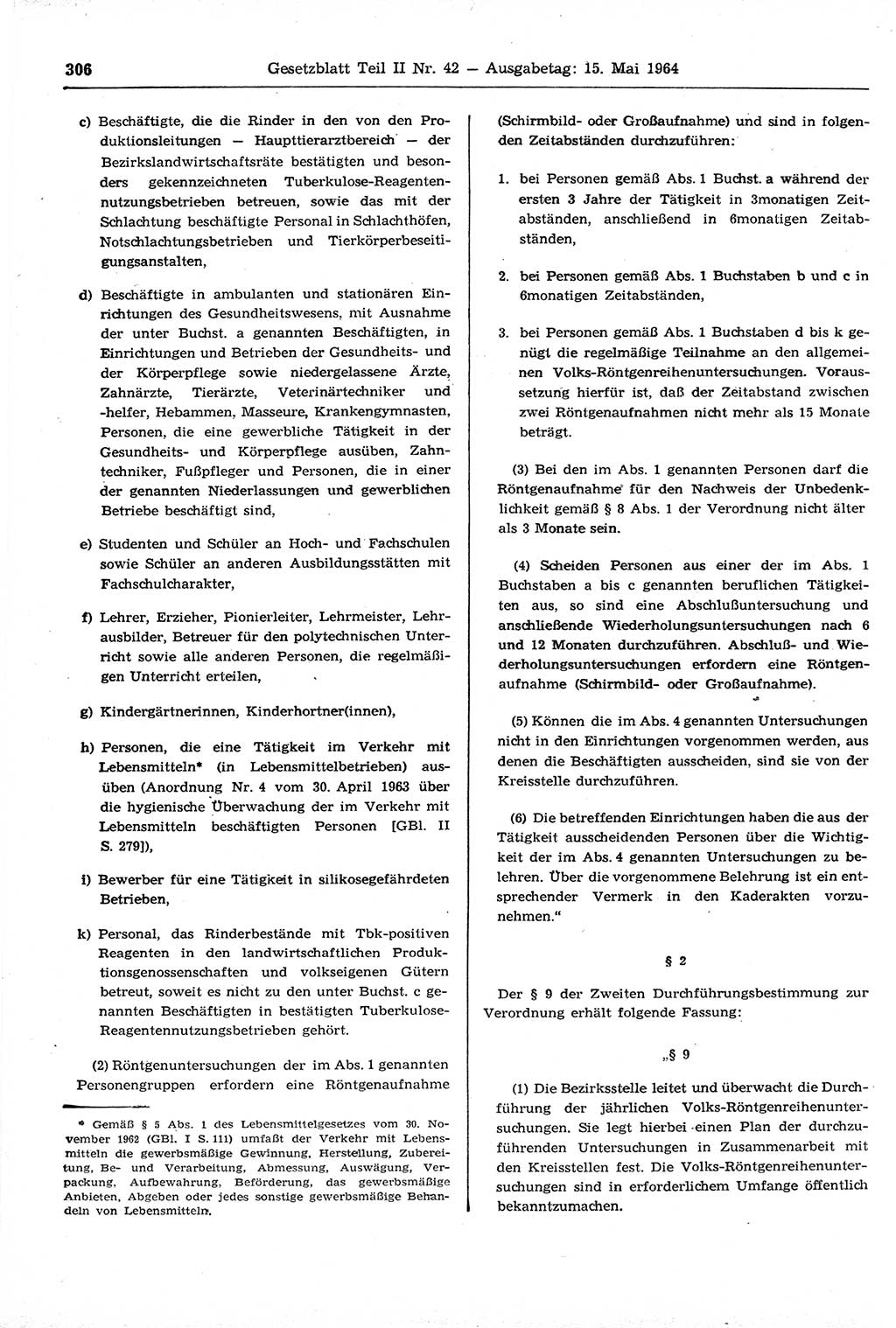 Gesetzblatt (GBl.) der Deutschen Demokratischen Republik (DDR) Teil ⅠⅠ 1964, Seite 306 (GBl. DDR ⅠⅠ 1964, S. 306)