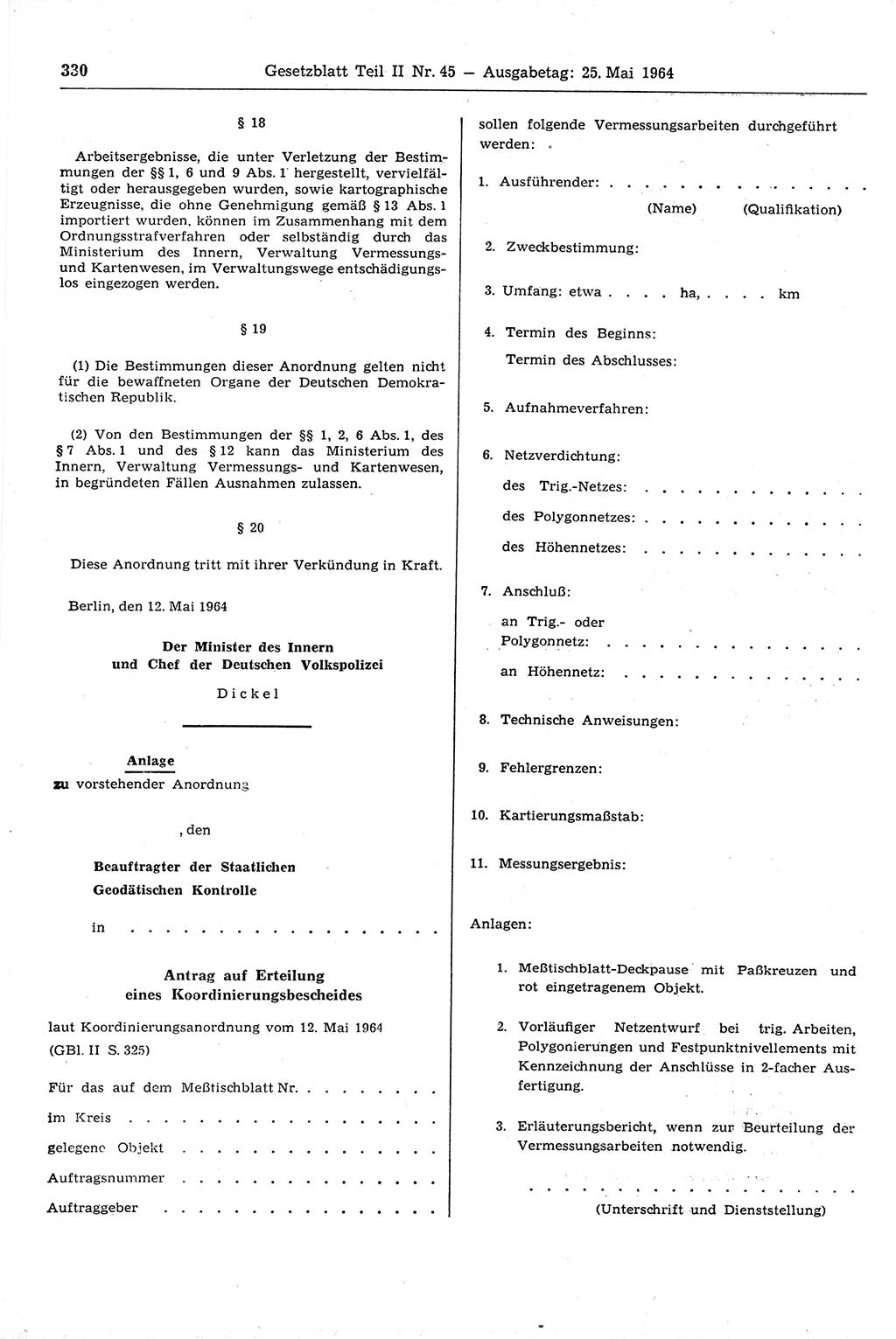 Gesetzblatt (GBl.) der Deutschen Demokratischen Republik (DDR) Teil ⅠⅠ 1964, Seite 330 (GBl. DDR ⅠⅠ 1964, S. 330)