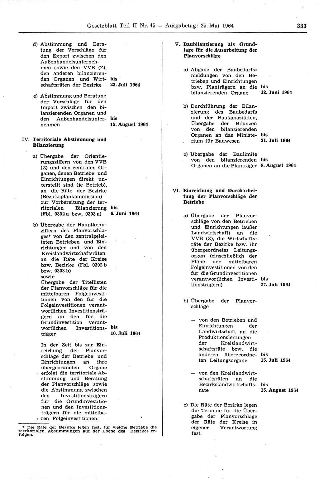 Gesetzblatt (GBl.) der Deutschen Demokratischen Republik (DDR) Teil ⅠⅠ 1964, Seite 333 (GBl. DDR ⅠⅠ 1964, S. 333)