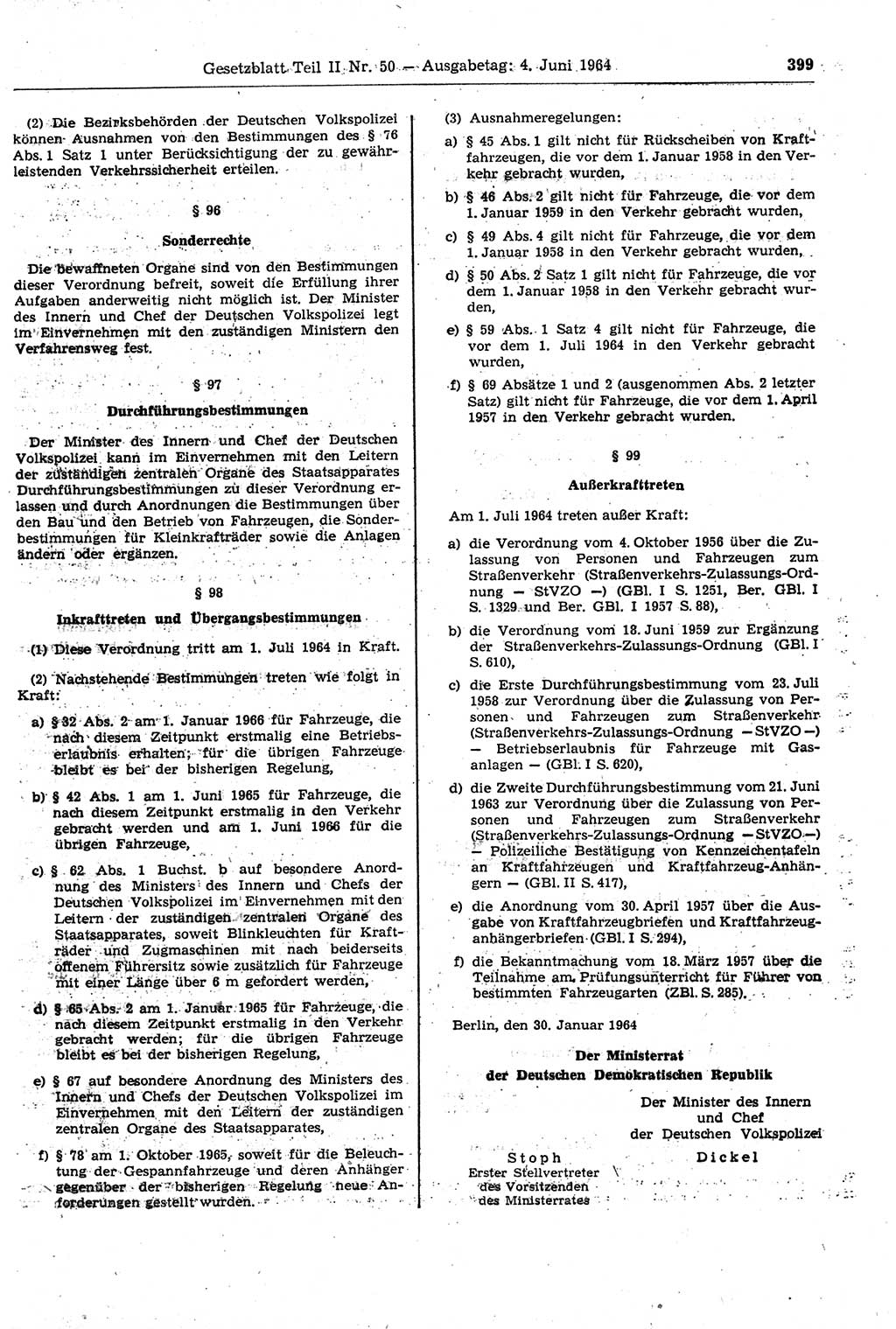 Gesetzblatt (GBl.) der Deutschen Demokratischen Republik (DDR) Teil ⅠⅠ 1964, Seite 399 (GBl. DDR ⅠⅠ 1964, S. 399)