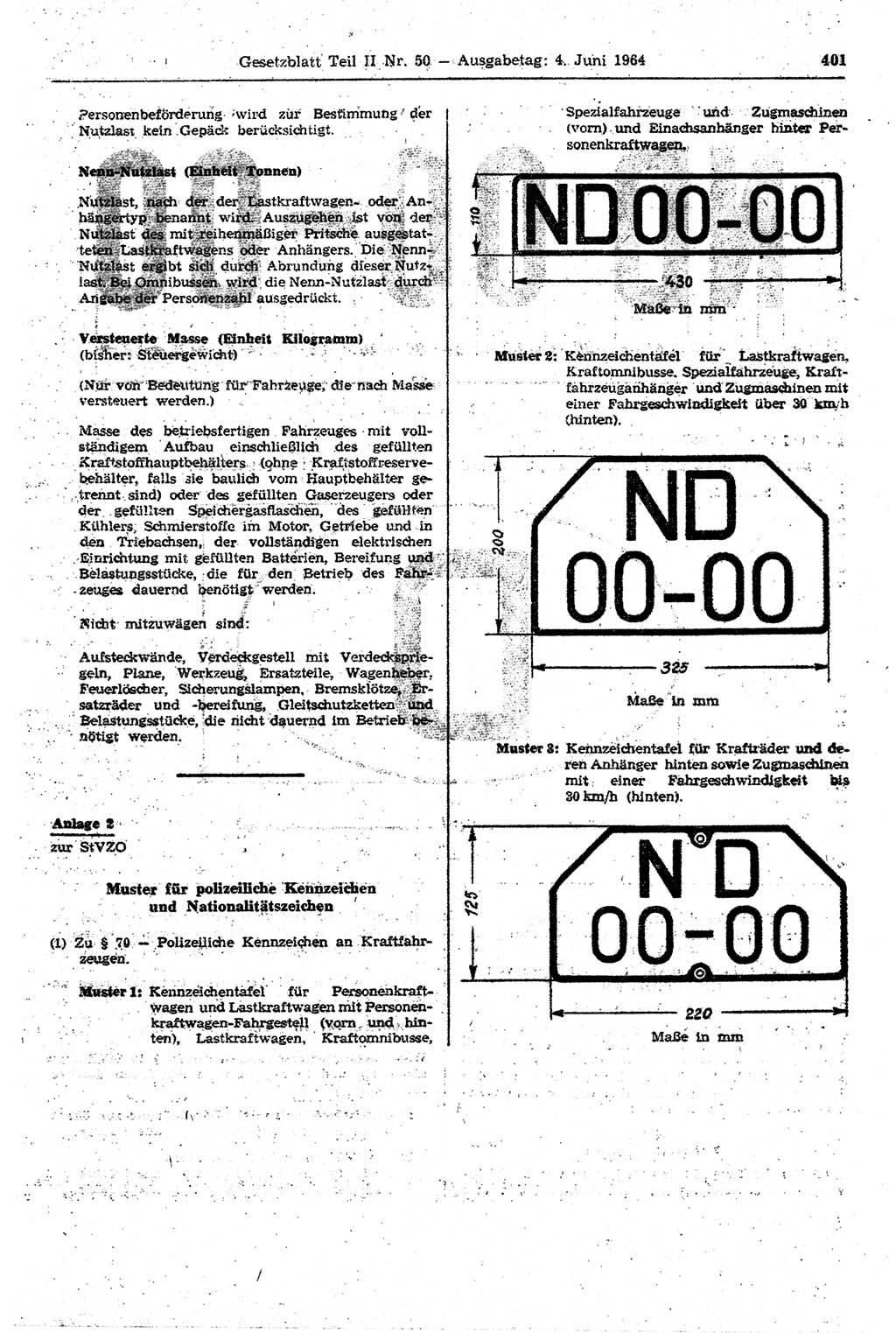 Gesetzblatt (GBl.) der Deutschen Demokratischen Republik (DDR) Teil ⅠⅠ 1964, Seite 401 (GBl. DDR ⅠⅠ 1964, S. 401)