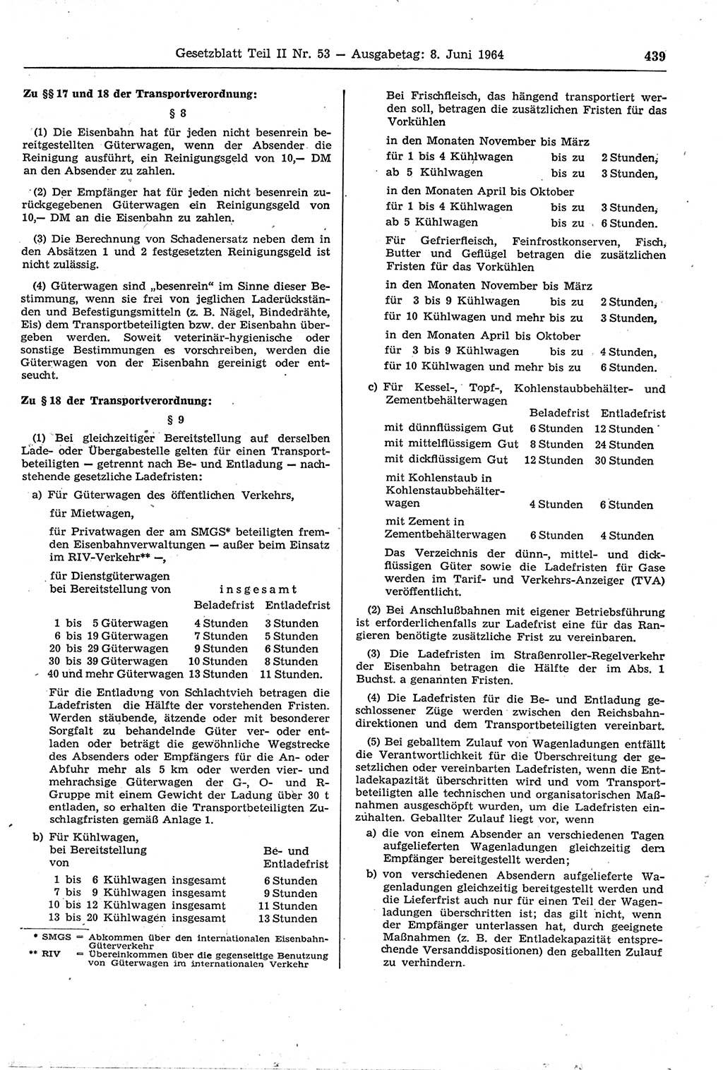 Gesetzblatt (GBl.) der Deutschen Demokratischen Republik (DDR) Teil ⅠⅠ 1964, Seite 439 (GBl. DDR ⅠⅠ 1964, S. 439)