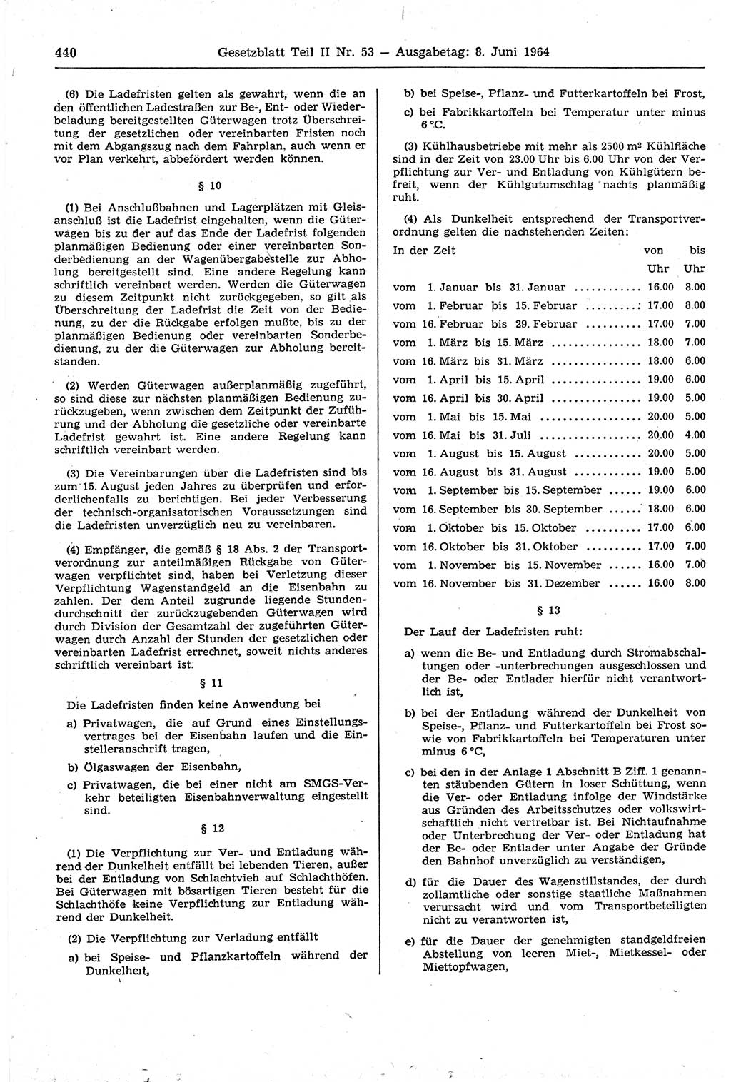 Gesetzblatt (GBl.) der Deutschen Demokratischen Republik (DDR) Teil ⅠⅠ 1964, Seite 440 (GBl. DDR ⅠⅠ 1964, S. 440)