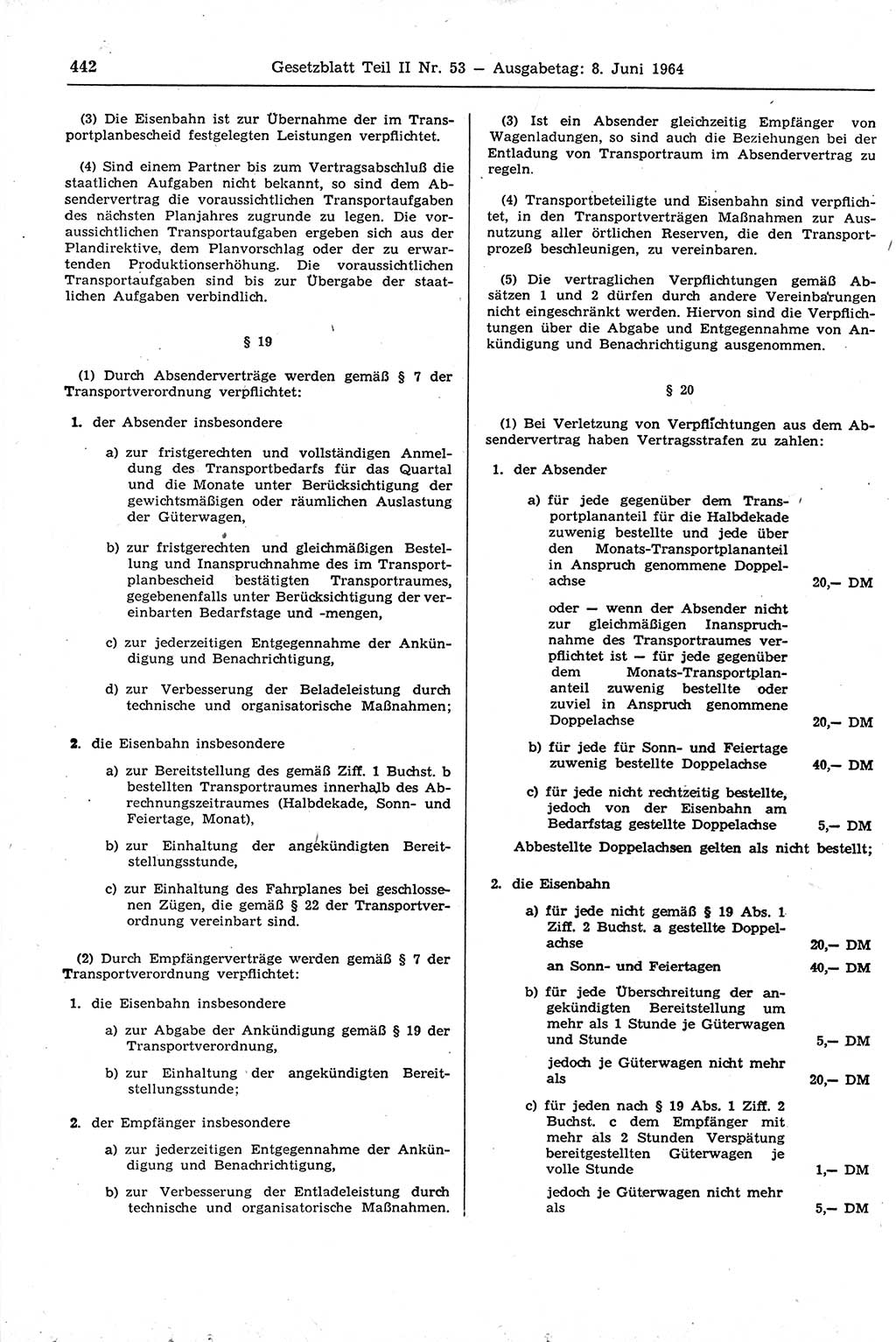 Gesetzblatt (GBl.) der Deutschen Demokratischen Republik (DDR) Teil ⅠⅠ 1964, Seite 442 (GBl. DDR ⅠⅠ 1964, S. 442)